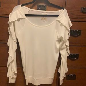 White chaser top with ruffles sleeves